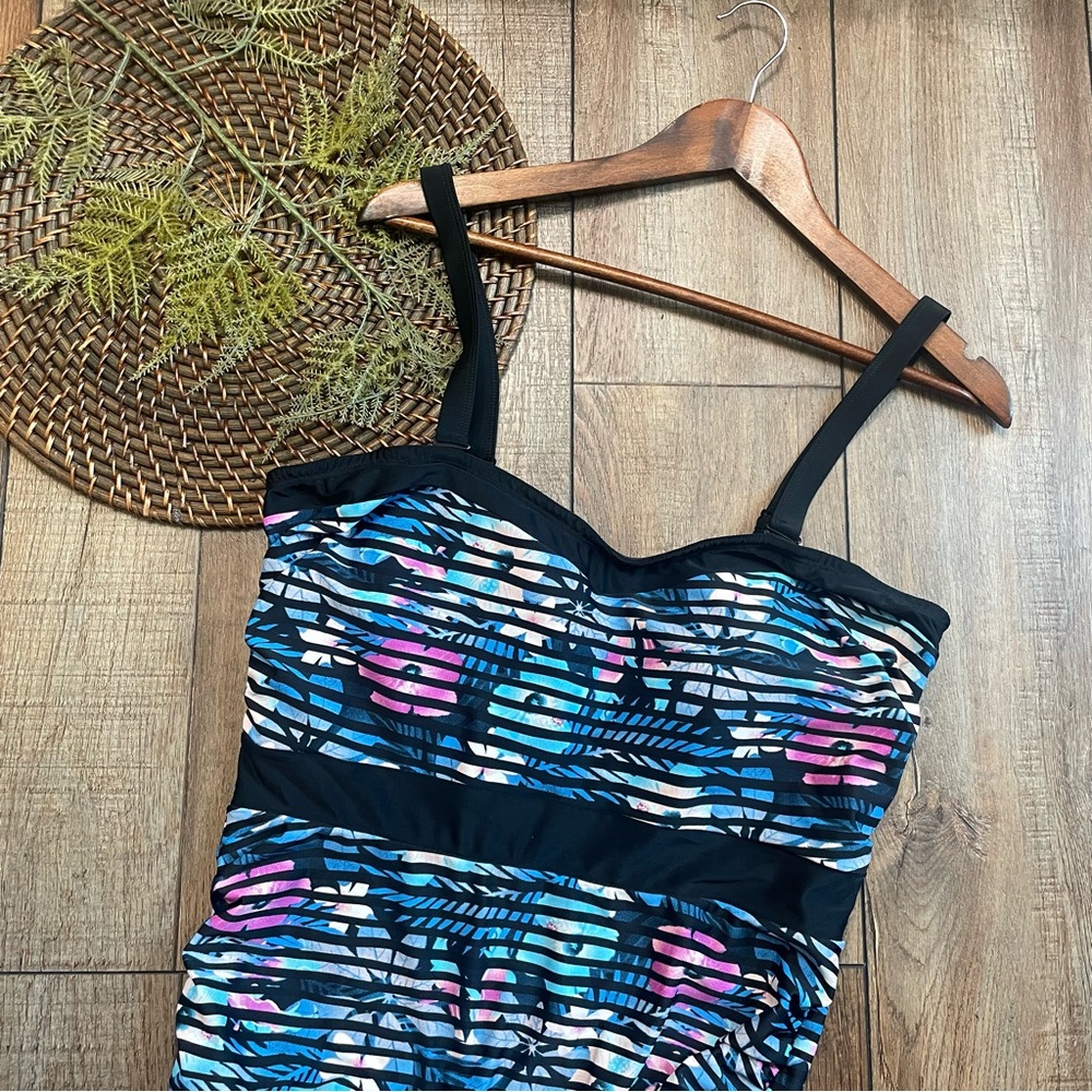 Cactus Womens Swim Swimsuit One Piece Retro Floral Stripe Padded Size 16